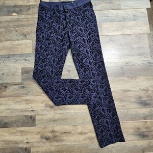 Insight Navy Blue Dress Pants Velour Crushed Velvet Womens 8 Pockets Career